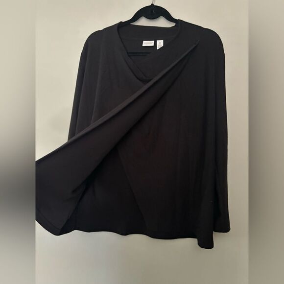 Chico's Weekends CoziSoft Long Sleeve Drape Cardigan SZ 0/ Small Black Ribbed - Picture 6 of 9